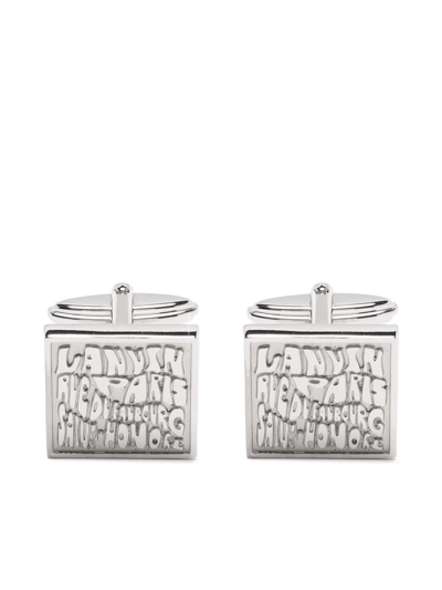 Lanvin Engraved-logo Cufflinks In Silber