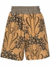 Pierre-louis Mascia Ursula Floral-print Elasticated Shorts In Nude