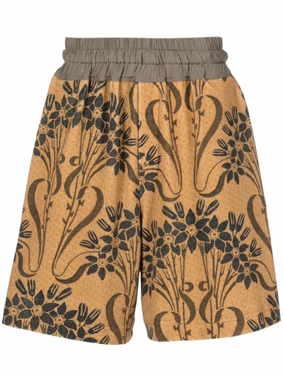 Pierre-louis Mascia Ursula Floral-print Elasticated Shorts In Nude