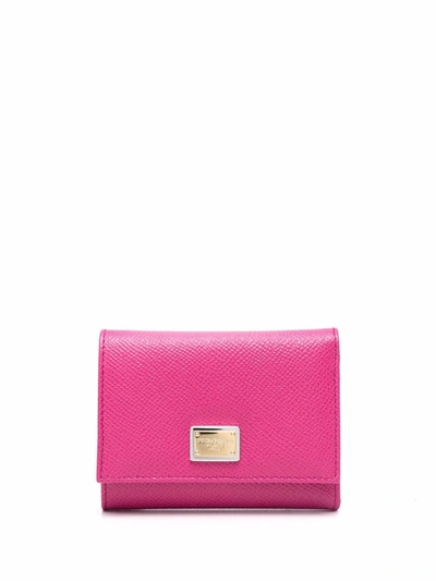 Dolce & Gabbana Logo-plaque Leather Wallet In Rosa