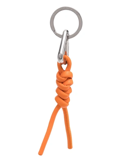 Bottega Veneta Knot-detail Keyring In Orange