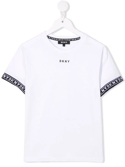 Dkny Kids' Logo-print Organic-cotton T-shirt In White