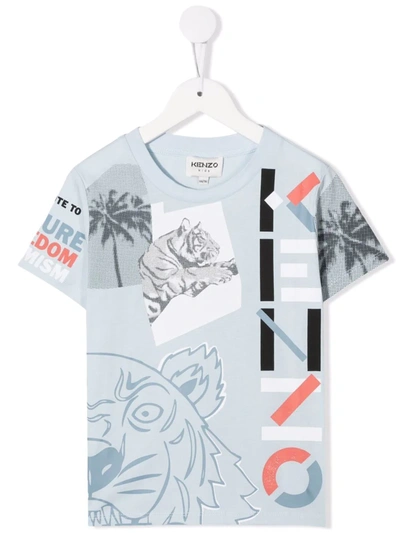 Kenzo Light Blue Teen T-shirt With Print