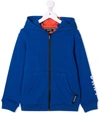 Dkny Teen Blue & Orange Zip-up Top In Blue