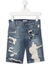 GIVENCHY DISTRESSED-EFFECT KNEE-LENGTH DENIM SHORTS