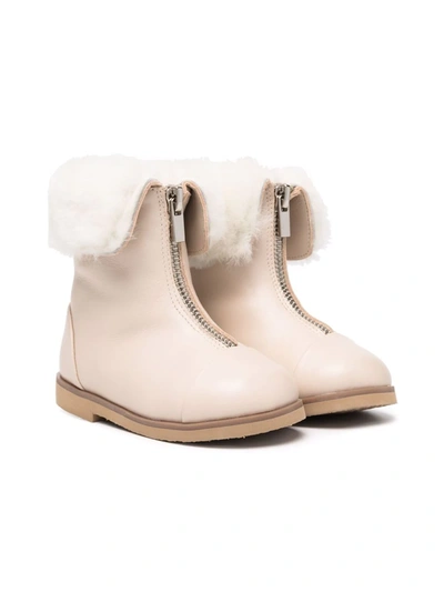 Age Of Innocence Kids' Shearling-lined Leather Ankle Boots In Neutrals
