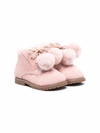 Age Of Innocence Pompom Detail Boots In Pink