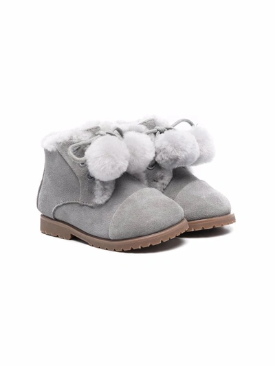 Age Of Innocence Kids' Pompom Detail Boots In Grey
