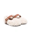 Age Of Innocence Shearling Strapped Ballerinas In Neutrals
