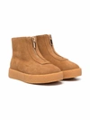 AGE OF INNOCENCE SHEARLING-LINED SUEDE ANKLE BOOTS