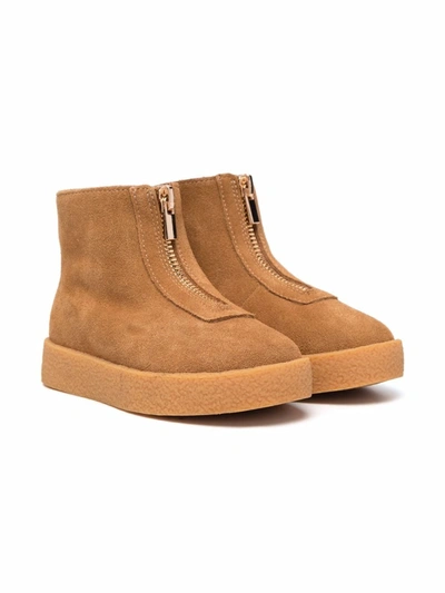 Age Of Innocence Kids' Shearling-lined Suede Ankle Boots In Brown