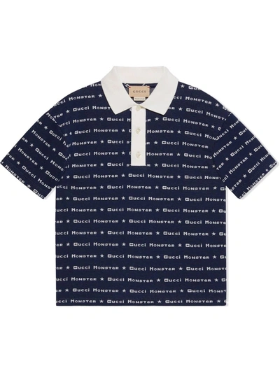 Gucci Boys Teen Blue Star Knit Polo Shirt
