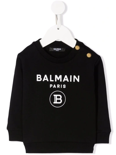Balmain Babies' Logo-print Long-sleeve Sweatshirt In Black