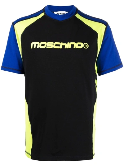 Moschino Colour-block Logo T-shirt In Blue