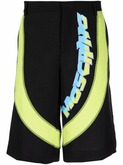 Moschino Logo-print Tailored Shorts In Black