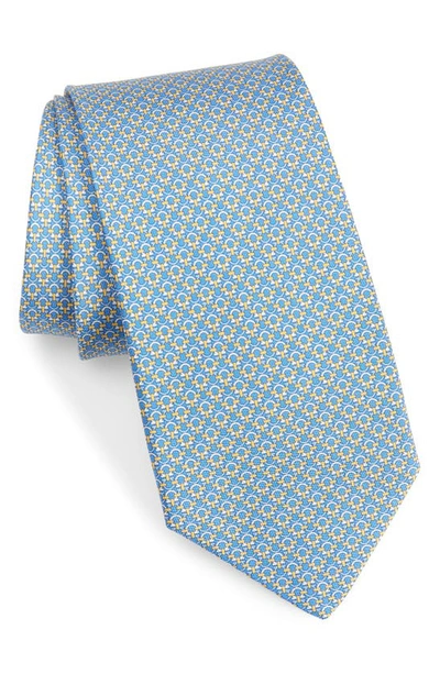 Ferragamo Mini Linked Gancini Silk Classic Tie In Royal/ Giallo