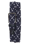 Johnston & Murphy Woven Stretch Knit Belt In Navy/ White