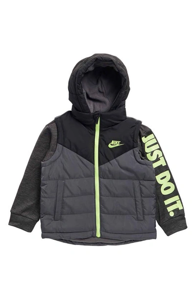 Nike Kids' 2fer Puffer Jacket In Iron Gray