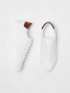Burberry Perforated Check Leather Sneakers In Optic White/deep Claret Melange