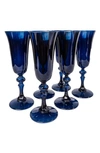 ESTELLE COLORED GLASS SET OF 6 REGAL FLUTES