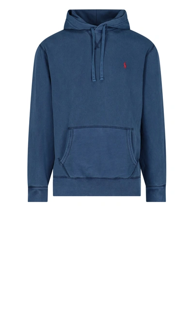 Polo Ralph Lauren Logo-embroidered Hoodie In Blue