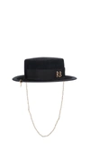 Ruslan Baginskiy Canotier Black Hat In Wool Felt Blend With Logo