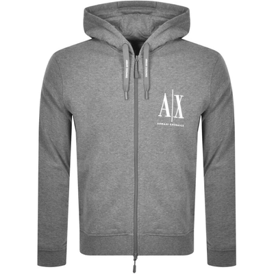 Armani Exchange Full Zip Logo Hoodie Grey