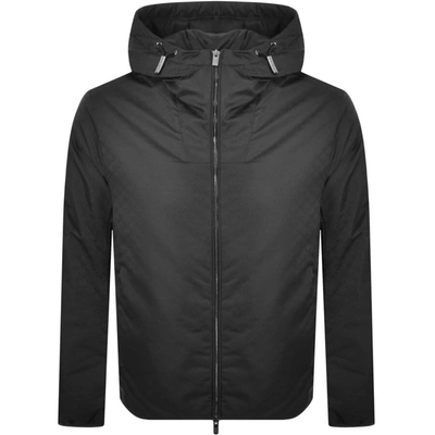 Armani Collezioni Emporio Armani Double Collar Regular Fit Hooded Puffer Jacket In Black