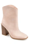 Journee Collection Brekkin Croc Embossed Tru Comfort Foam Western Bootie In Blush