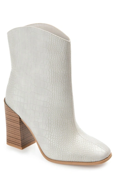 Journee Collection Brekkin Croc Embossed Tru Comfort Foam Western Bootie In Grey