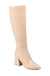 Journee Collection Landree Vegan Leather Block Heel Boot In Nude
