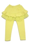 Joe-ella Kids' Solid Skirted Stretch Leggings In Yellow