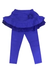 Joe-ella Kids' Solid Skirted Stretch Leggings In Blue
