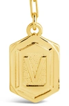 Sterling Forever 14k Gold Plated Hexagon Tag Initial Pendant Necklace In Gold-v