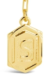 Sterling Forever 14k Gold Plated Hexagon Tag Initial Pendant Necklace In Gold-s