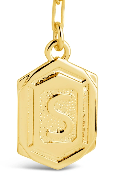 Sterling Forever 14k Gold Plated Hexagon Tag Initial Pendant Necklace In Gold-s