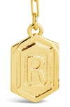 Sterling Forever 14k Gold Plated Hexagon Tag Initial Pendant Necklace In Gold-r