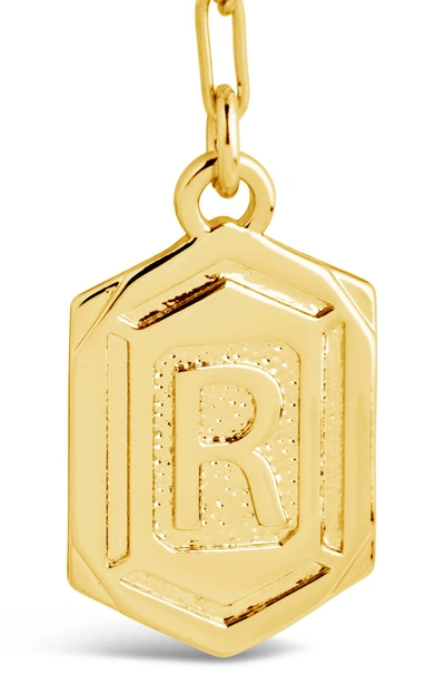Sterling Forever 14k Gold Plated Hexagon Tag Initial Pendant Necklace In Gold-r