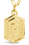 Sterling Forever 14k Gold Plated Hexagon Tag Initial Pendant Necklace In Gold-p