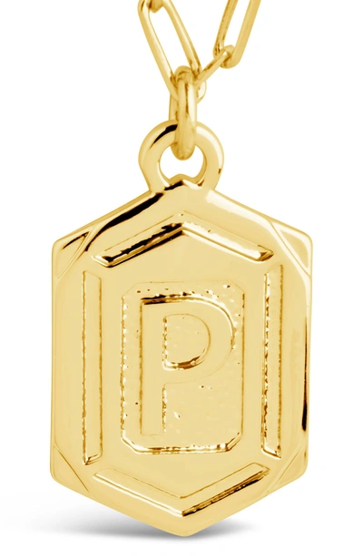 Sterling Forever 14k Gold Plated Hexagon Tag Initial Pendant Necklace In Gold-p