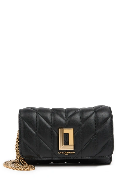 Karl Lagerfeld Lafayette Quilted Crossbody Bag In Blk/ Gold