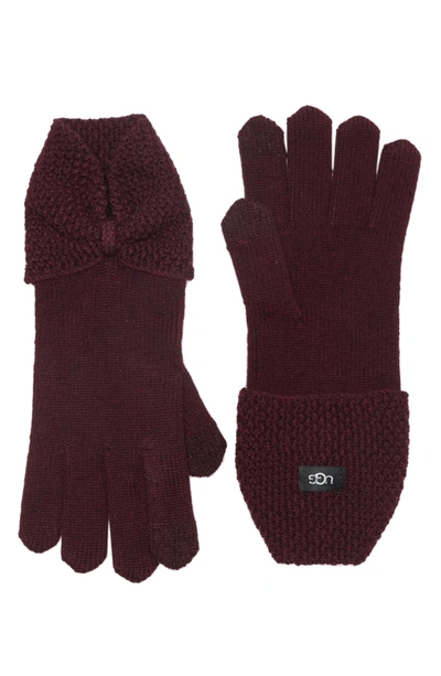 Ugg Bow Wool Blend Tech Glove In Port