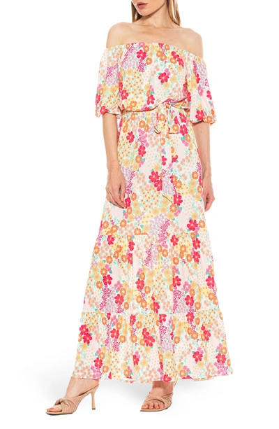 Alexia Admor Calista Off-the-shoulder Tiered Maxi Dress In Floral Party