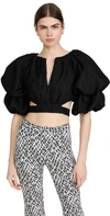 AJE PUFF SLEEVE CUT OUT TOP BLACK