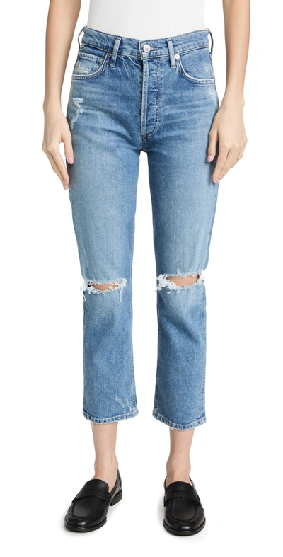 Citizens Of Humanity Charlotte Crop High Rise Straight Jeans In Morning Light