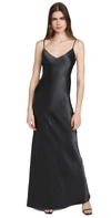 L Agence Serita Maxi V-neck Bias Dress In Dark Graphite