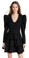 Ulla Johnson Amiri Puff-sleeve Cotton Minidress In Noir