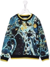 Dolce & Gabbana Boy's Marble-print Logo Sweatshirt In Blue