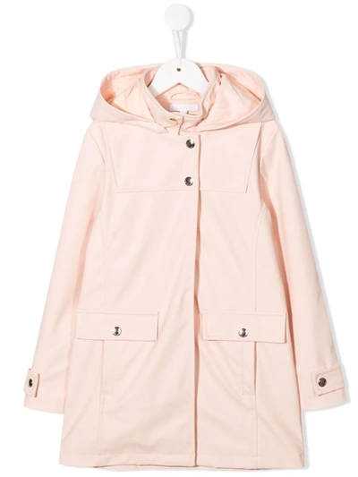 Chloé Kids' Single-breasted Hooded Coat In Pink