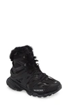 Balenciaga Track Hike Faux Fur-lined Sneakers In Black